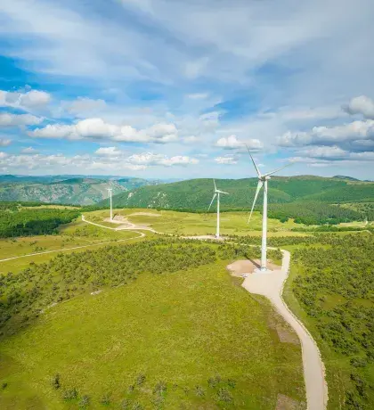 Parc éolien de Cham Longe vu du ciel