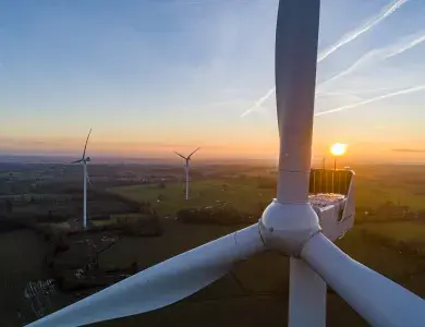 Parc éolien de Bazougeais vu du ciel France