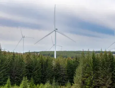 Panoramic view of Limekiln wind farm