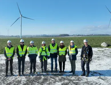 Visite de RTE et France Renouvelable sur le parc éolien d'Helfaut avec Boralex en janvier 2026 dans les Hauts-de-France