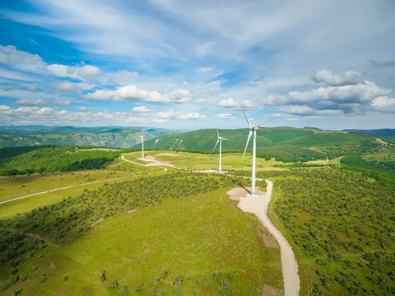 Parc éolien de Cham Longe vu du ciel