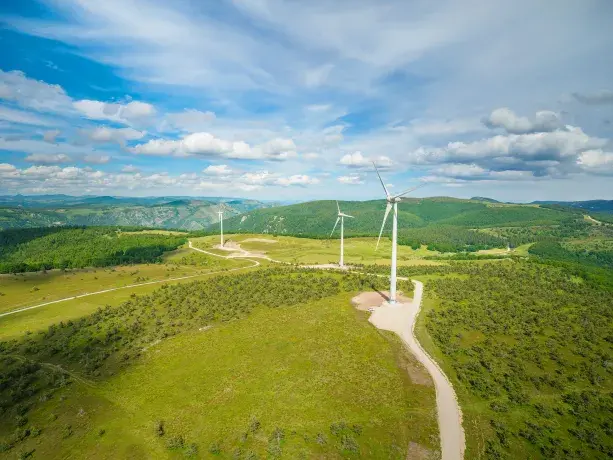 Parc éolien de Cham Longe vu du ciel