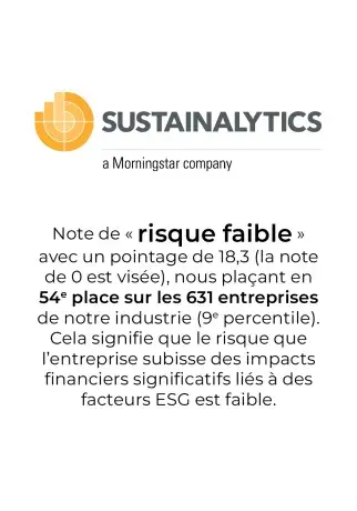 Sustainaytics pour Boralex : Note de risque Faible
