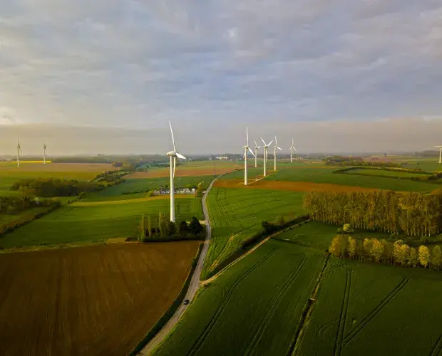 Parc éolien de Nibas exploité par Boralex dans les Hauts-de-France